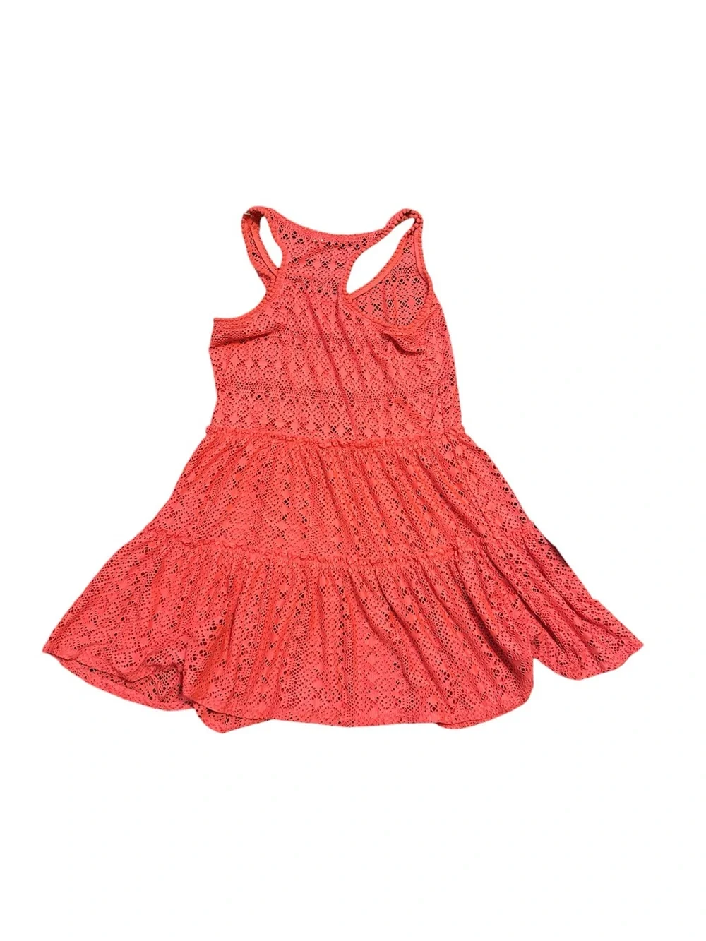 Cat & Jack Coral Lace Sundress + Striped Ruffle Swimsuit